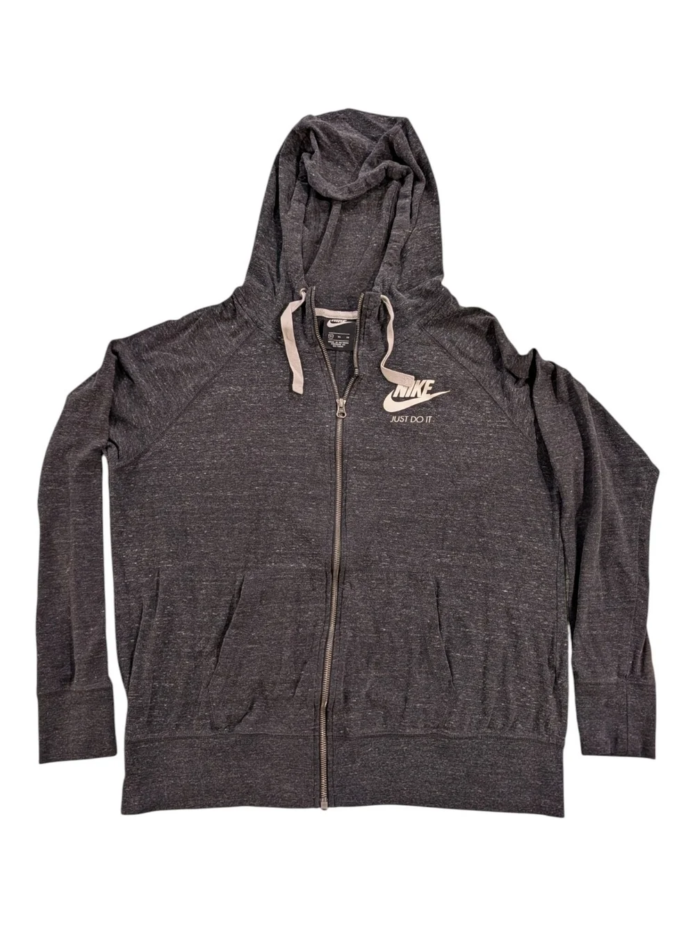 Nike Women’s Charcoal Gray Full-Zip Hoodie with White Logo